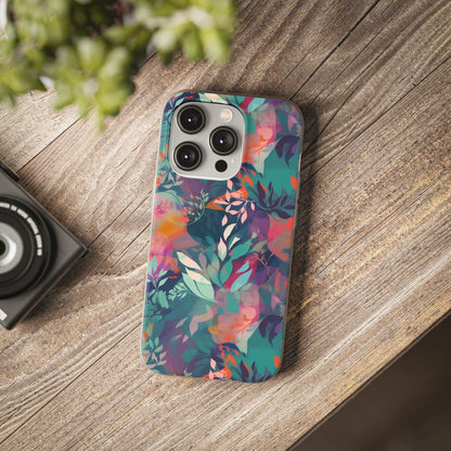Botanical Bliss - Stylized Abstract Flower Design Flexible Phone Case Phone Case Pattern Symphony iPhone 14 Pro  