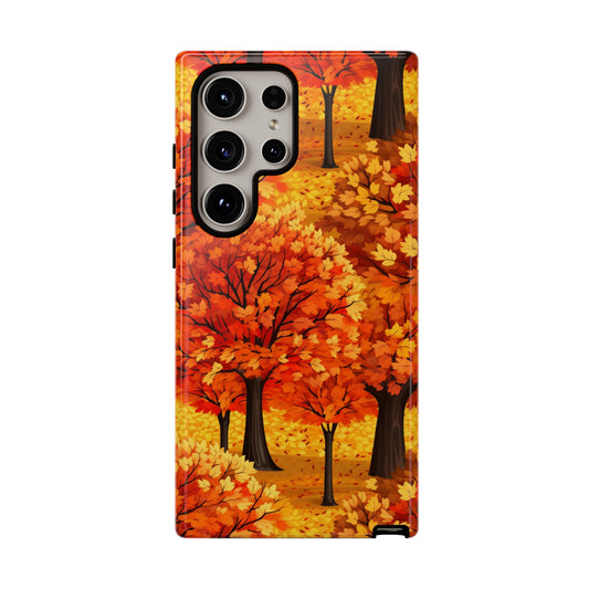 Impasto-Style Woodlands: High-Contrast Autumn Foliage - Tough Phone Case
