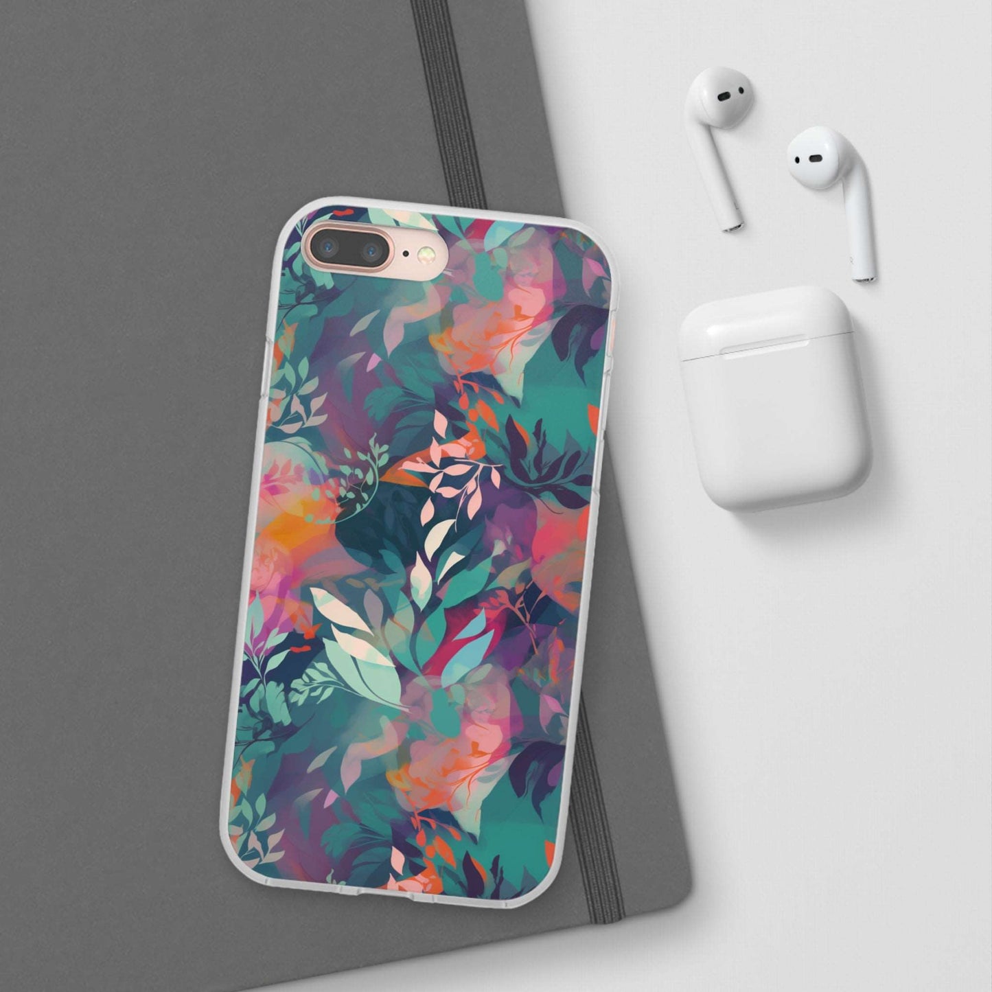 Botanical Bliss - Stylized Abstract Flower Design Flexible Phone Case Phone Case Pattern Symphony iPhone 8 Plus  