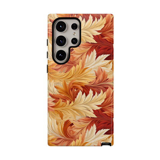 Feathered Foliage: Rococo-Inspired Autumn Patterns - Tough Phone Case