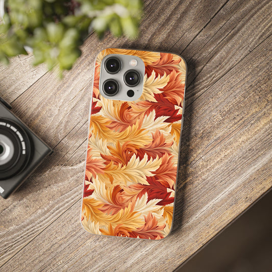 Feathered Foliage: Rococo-Inspired Autumn Patterns - Flexible Phone Case
