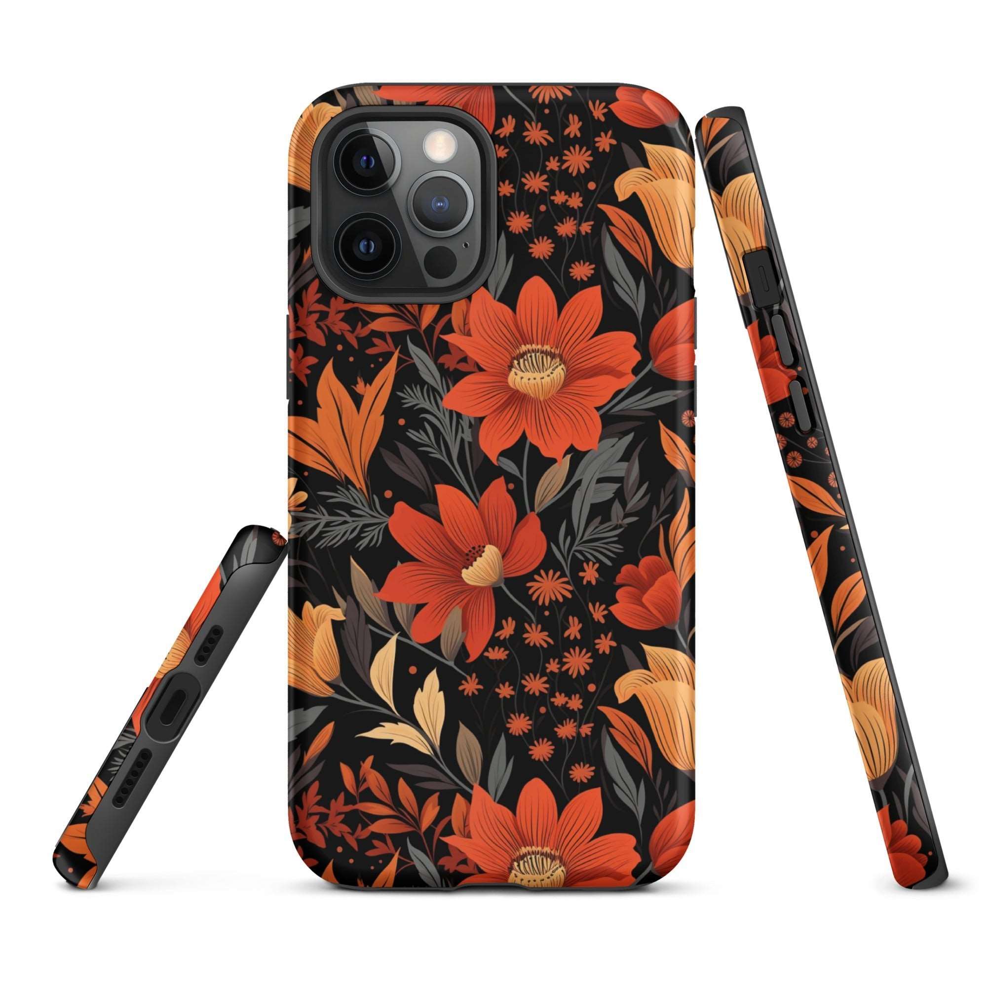 Autumn Blossom Noir - A Dark Floral Canvas - iPhone Case - Pattern Symphony