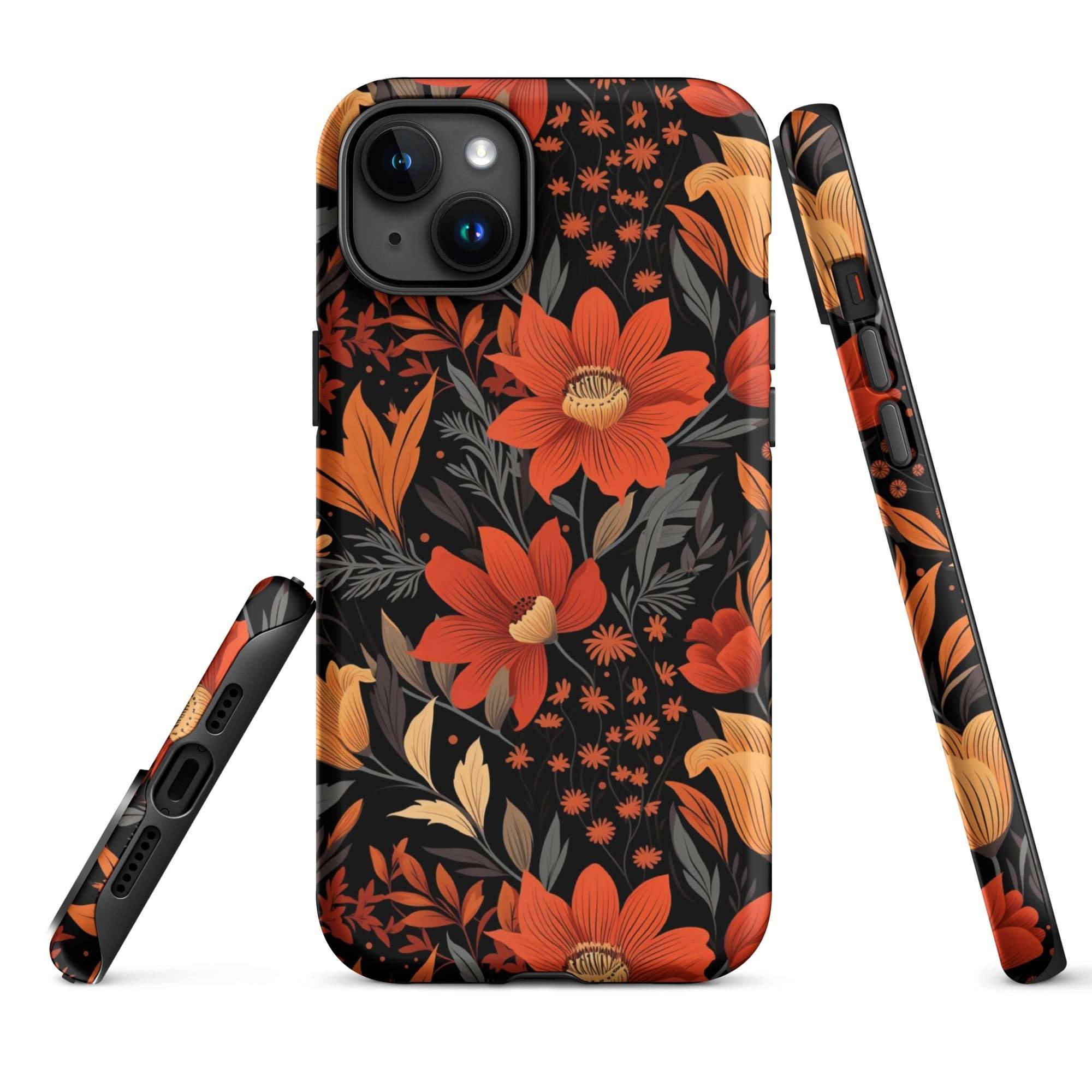 Autumn Blossom Noir - A Dark Floral Canvas - iPhone Case - Pattern Symphony