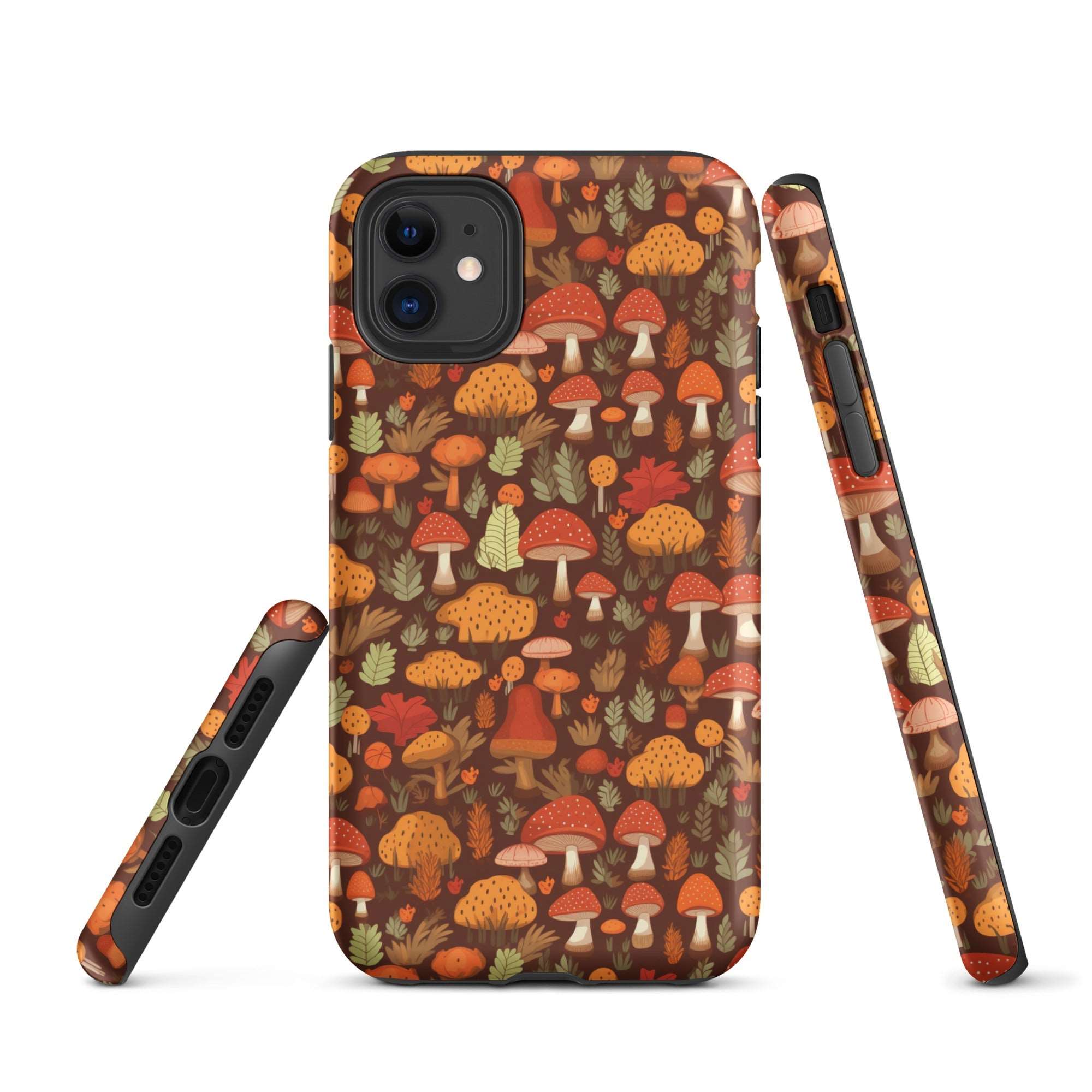 Autumn Spore Wonderland - Enchanting Mushroom and Leaf Designs - iPhone Case - Pattern Symphony