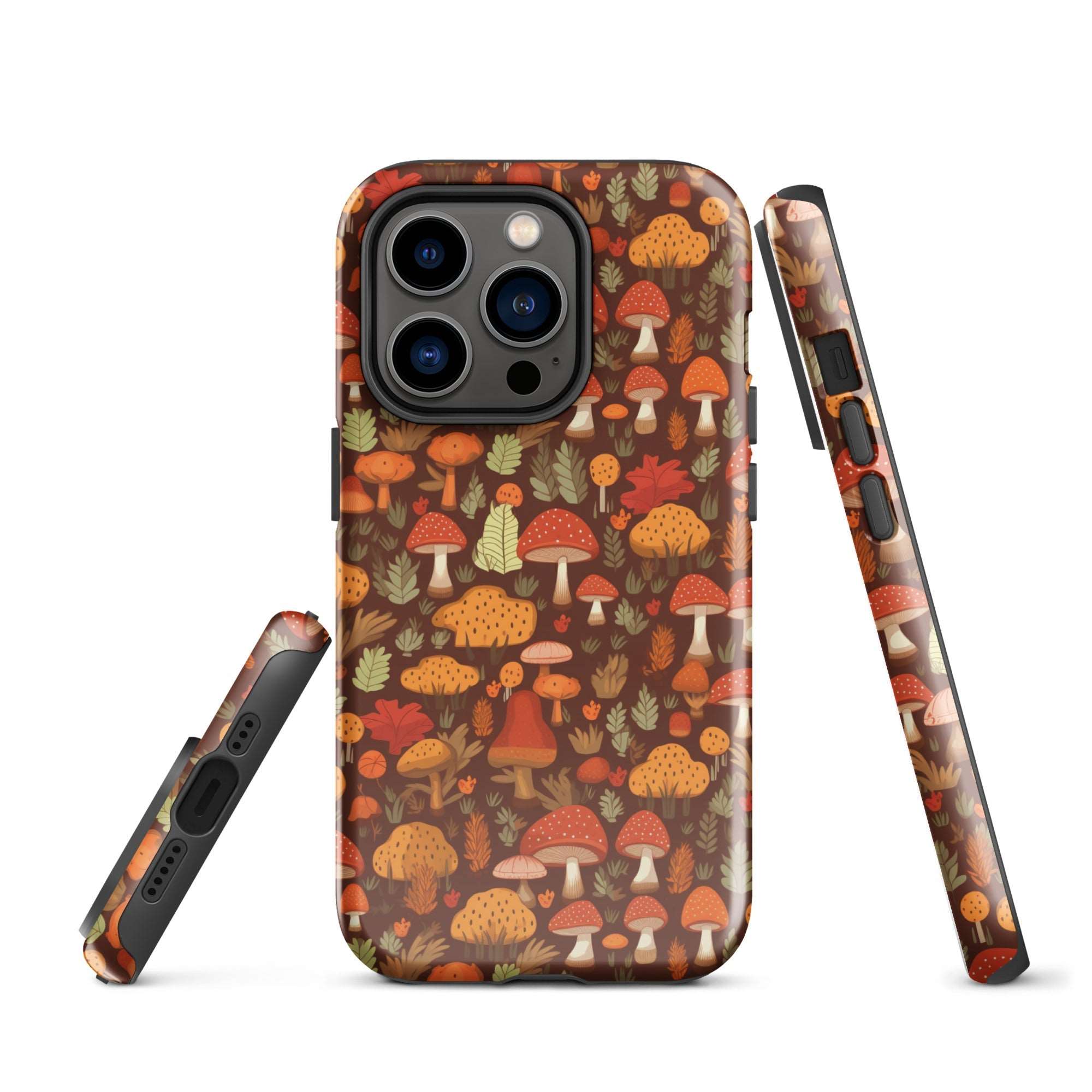 Autumn Spore Wonderland - Enchanting Mushroom and Leaf Designs - iPhone Case - Pattern Symphony