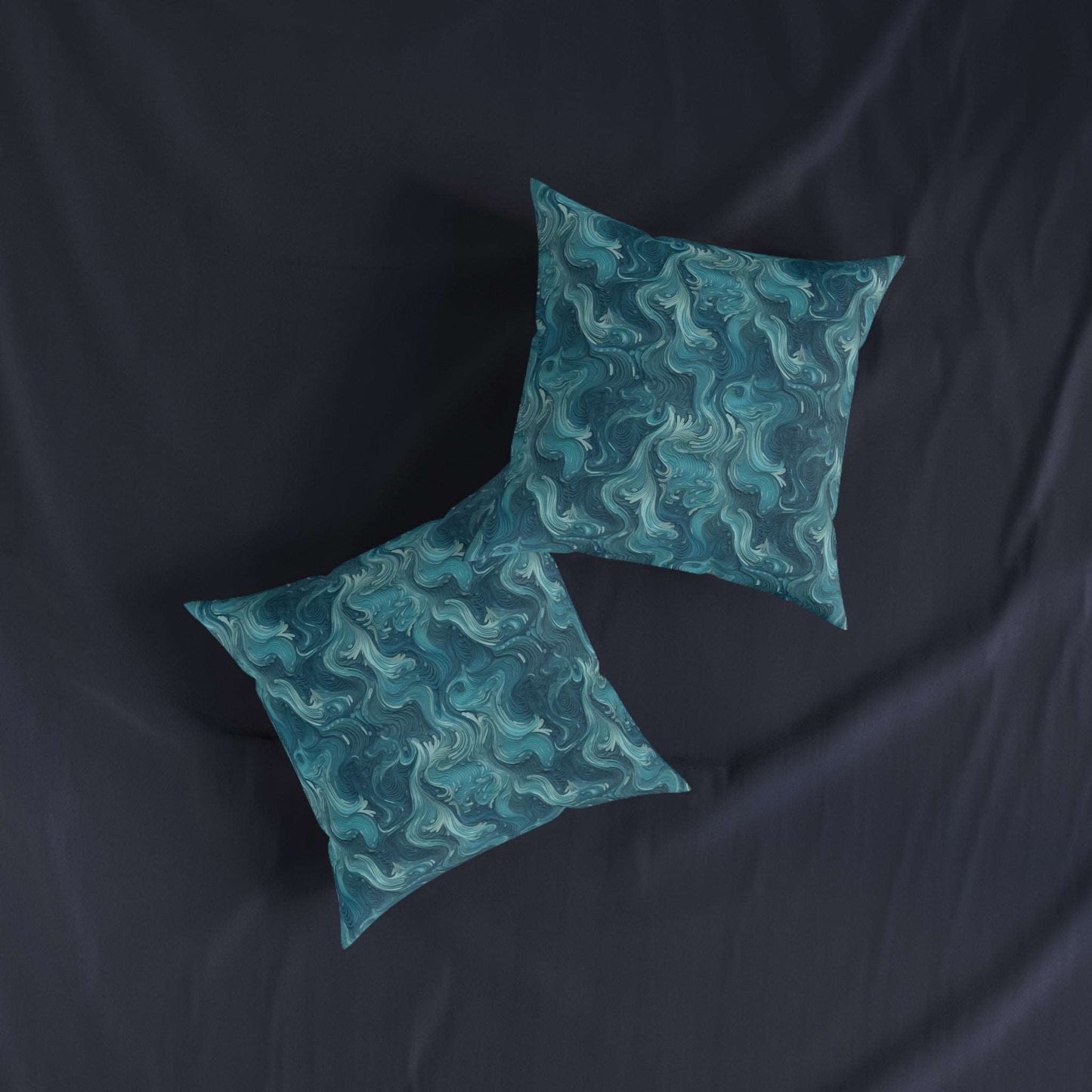 Azure Depths - Layered Blue Topographic Design Sofa and Chair Cushion - Pattern Symphony
