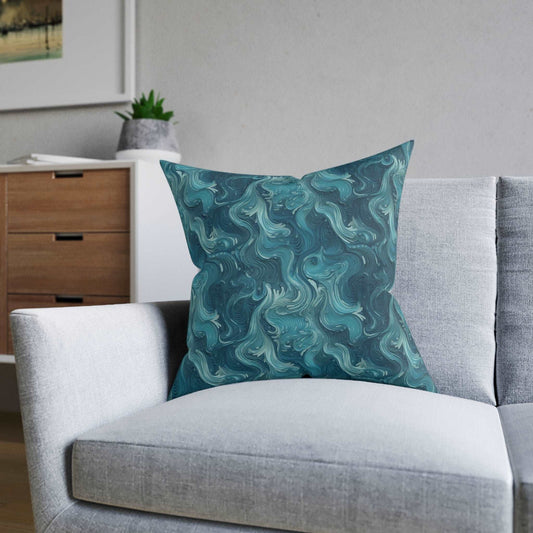 Azure Depths - Layered Blue Topographic Design Sofa and Chair Cushion - Pattern Symphony