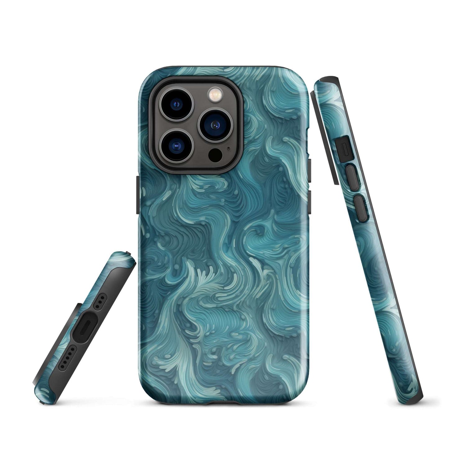 Azure Depths - Layered Blue Topographic - iPhone Case - Pattern Symphony