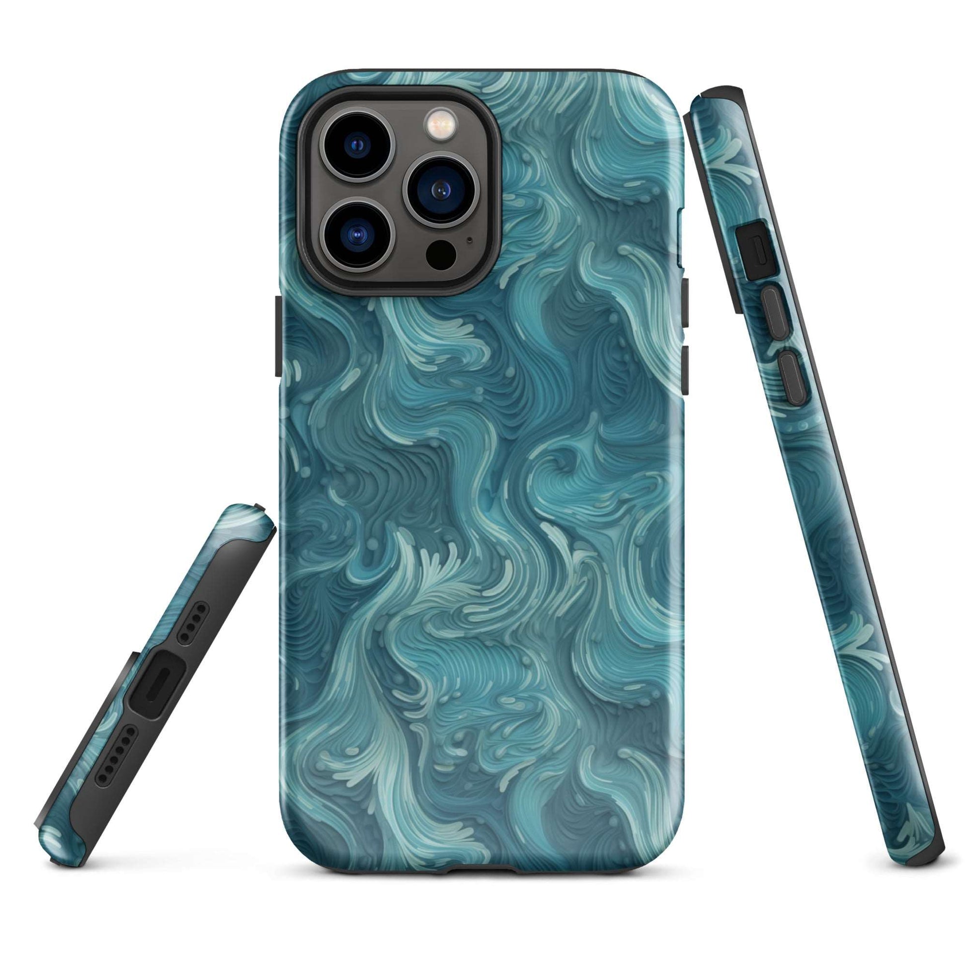 Azure Depths - Layered Blue Topographic - iPhone Case - Pattern Symphony