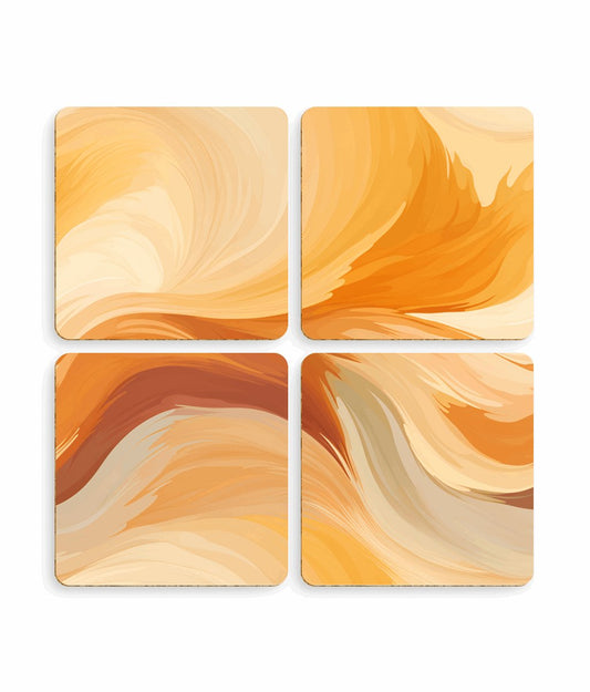 Amber Waves: The Breath of Autumn - Pack of 4 Coasters - Pattern Symphony