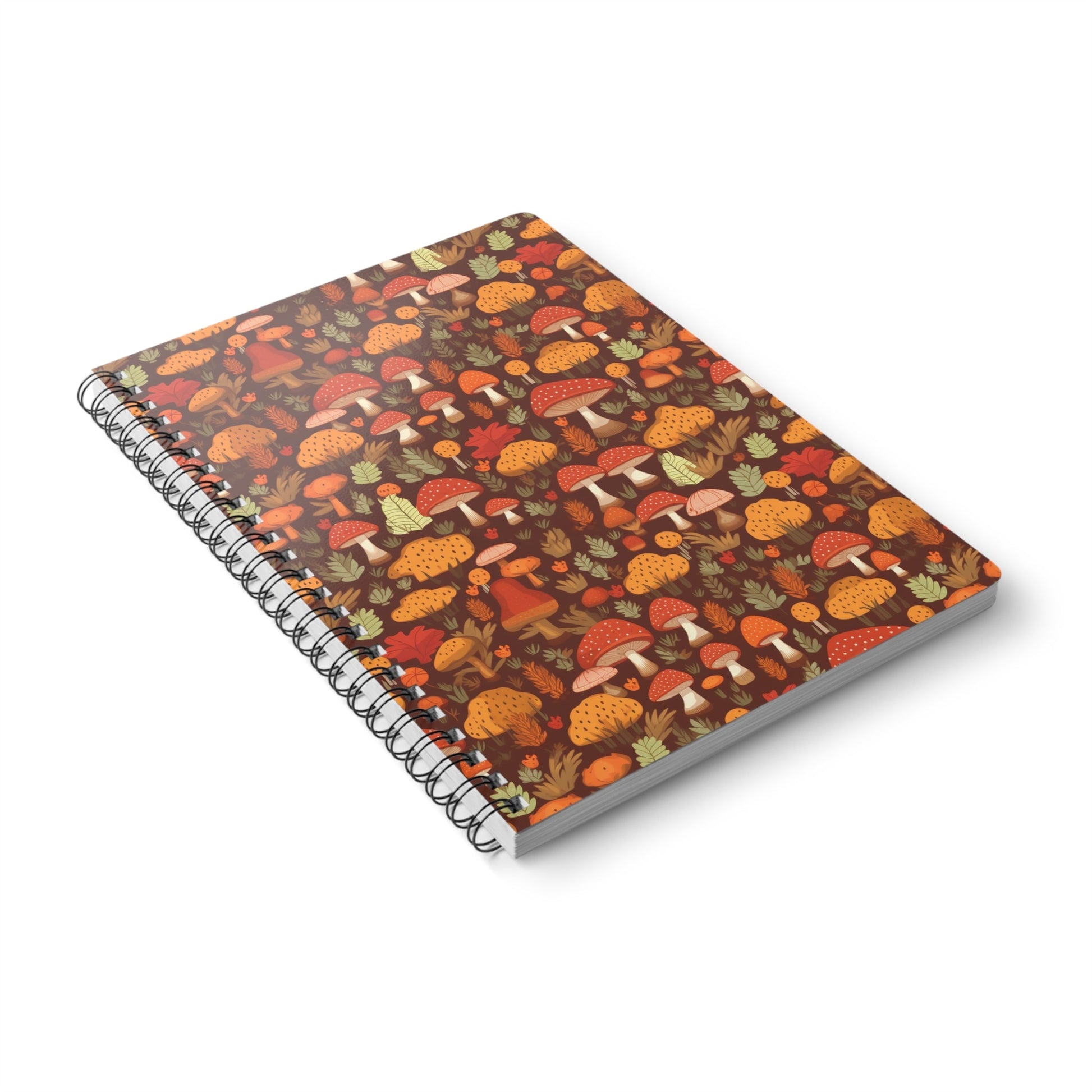 Autumn Spore Wonderland: Enchanting Mushroom and Leaf Designs - Notebook (A5) - Pattern Symphony