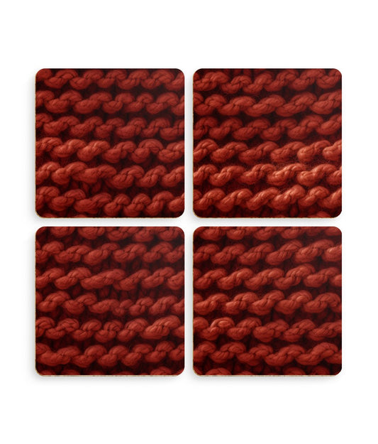 Autumn Yarn Chronicles: Warmth and Tradition - Pack of 4 Coasters - Pattern Symphony