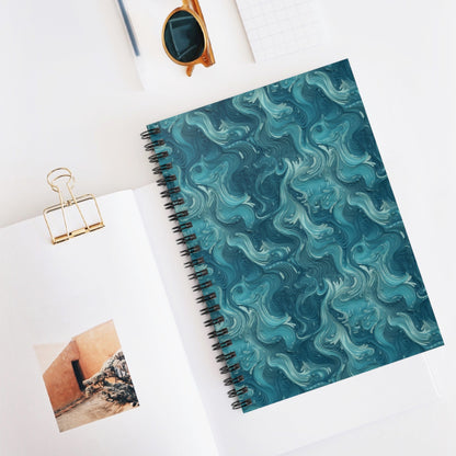 Azure Depths: Layered Blue Topographic Design Spiral Notebook - Ruled Line Paper products Pattern Symphony One Size  