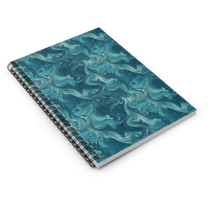 Azure Depths: Layered Blue Topographic Design Spiral Notebook - Ruled Line Paper products Pattern Symphony   