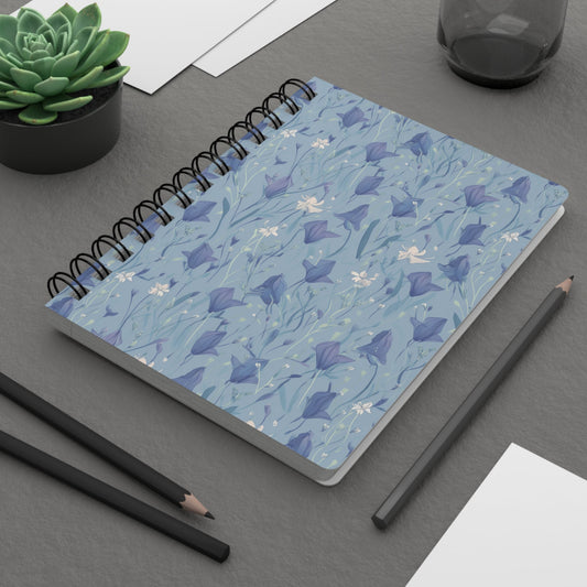 Enchanting Bluebell Harmony Spiral Notebook - Lined Pages with Delicate Floral Cover Paper products Pattern Symphony One Size  
