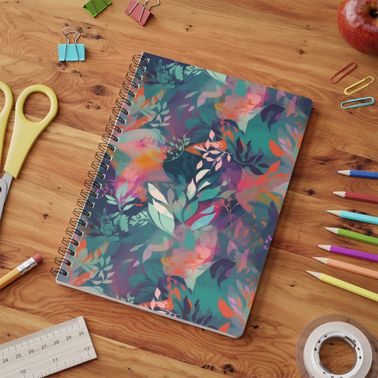 Botanical Bliss - Stylized Abstract Flower Design Spiral Notebook Paper products Pattern Symphony A5 Lined 