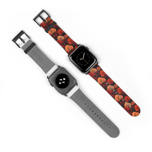 Crimson Forest - Autumn Trees in Vibrant Detail - Apple Watch Strap - Pattern Symphony