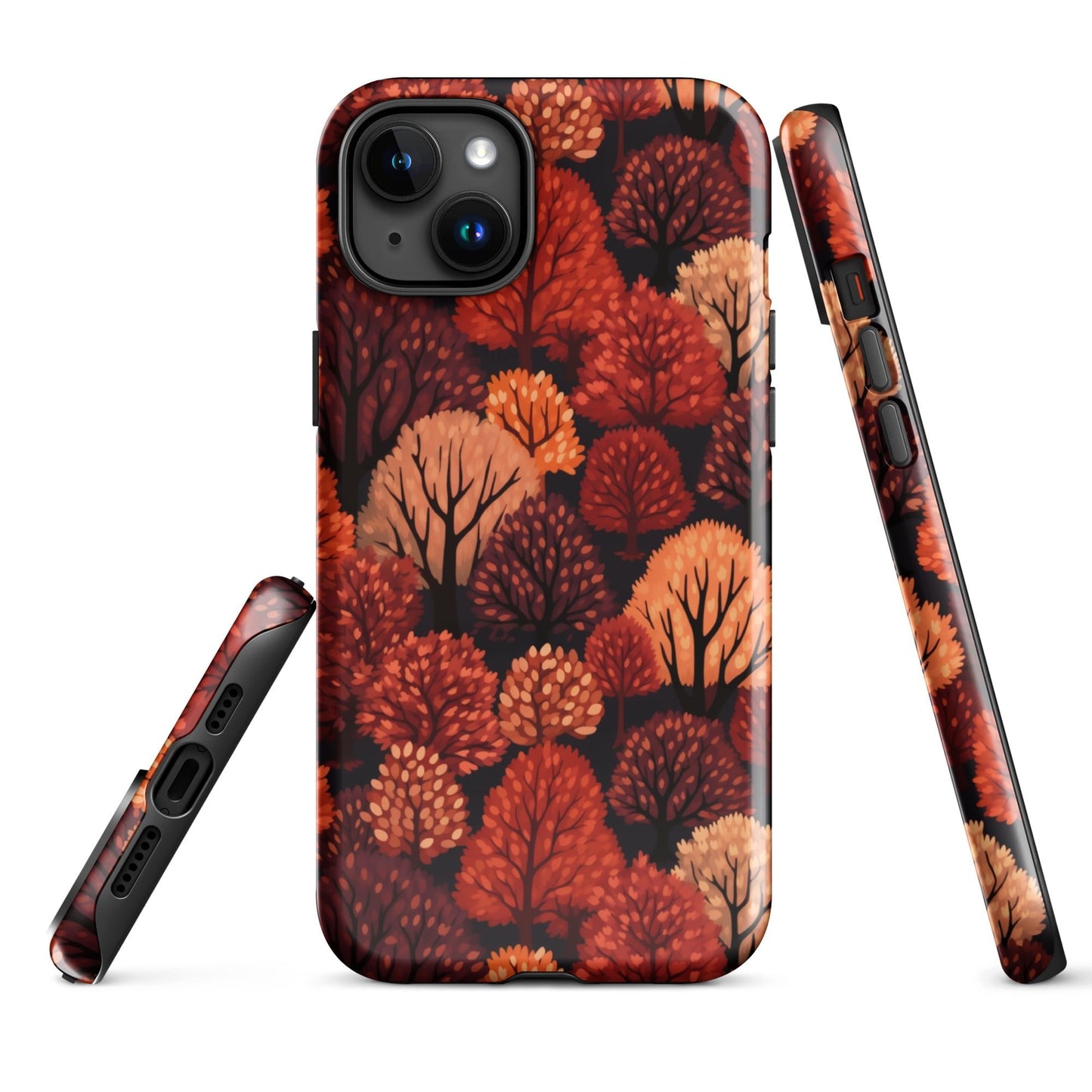 Crimson Forest - Autumn Trees in Vibrant Detail - iPhone Case - Pattern Symphony