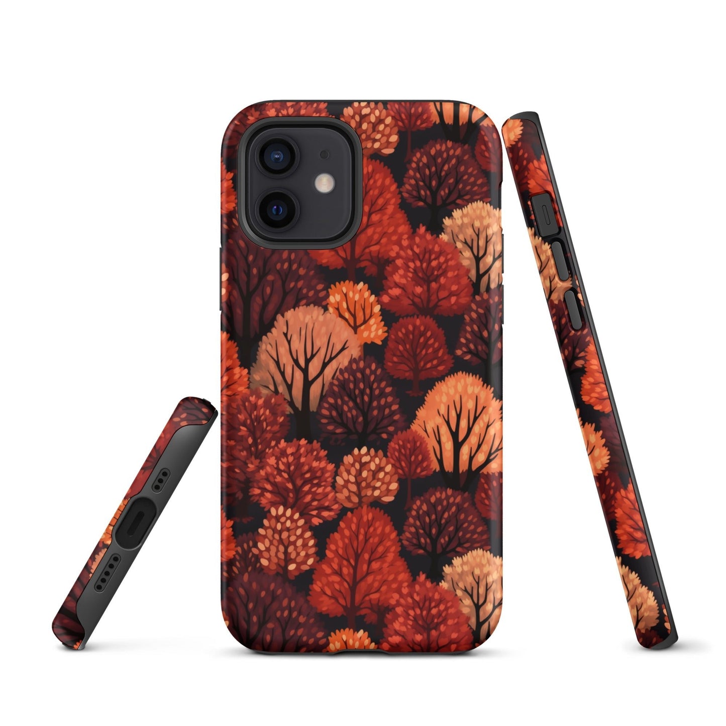 Crimson Forest - Autumn Trees in Vibrant Detail - iPhone Case - Pattern Symphony