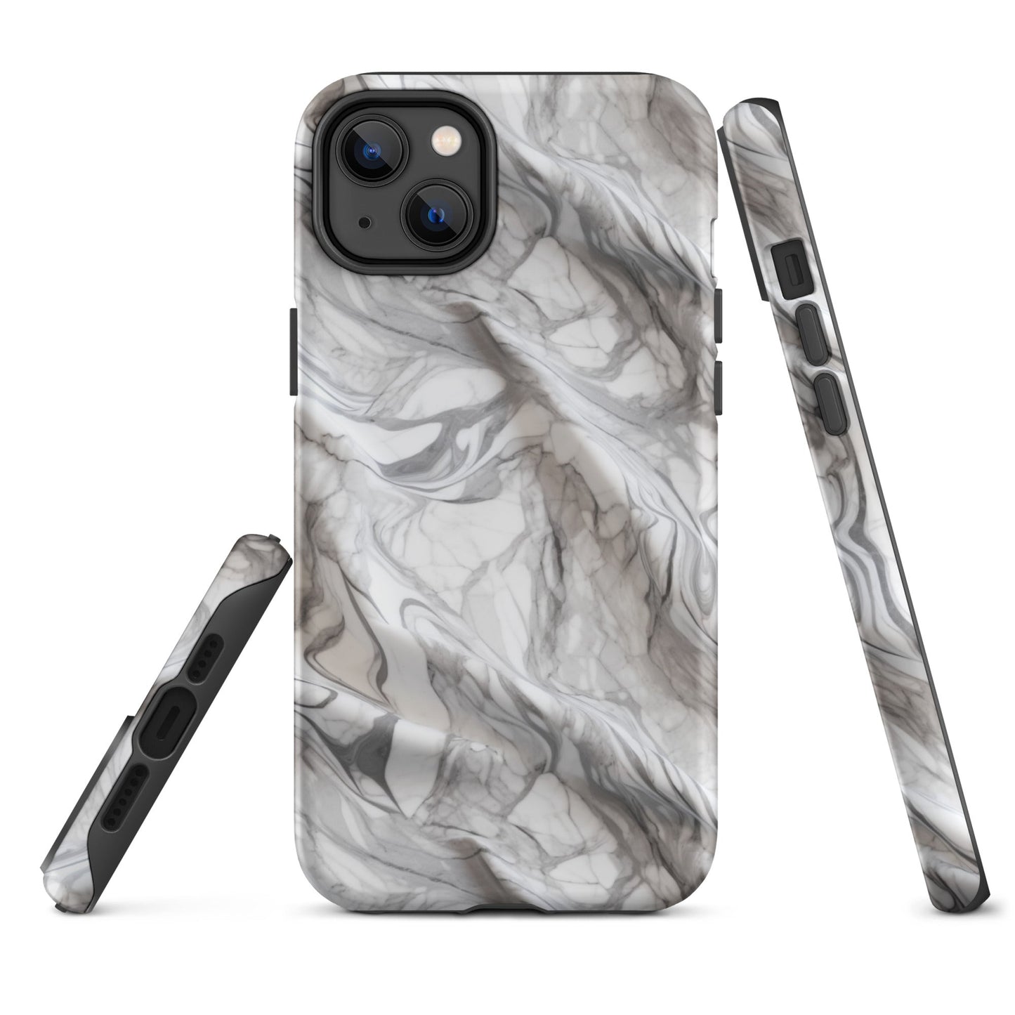 Elegant Marble Wave - Artistic Curved Texture Print - iPhone Case - Pattern Symphony