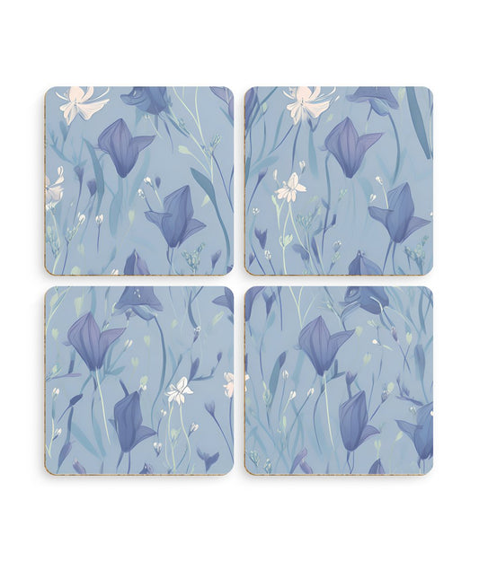 Enchanting Bluebell Harmony - Pack of 4 Coasters - Pattern Symphony