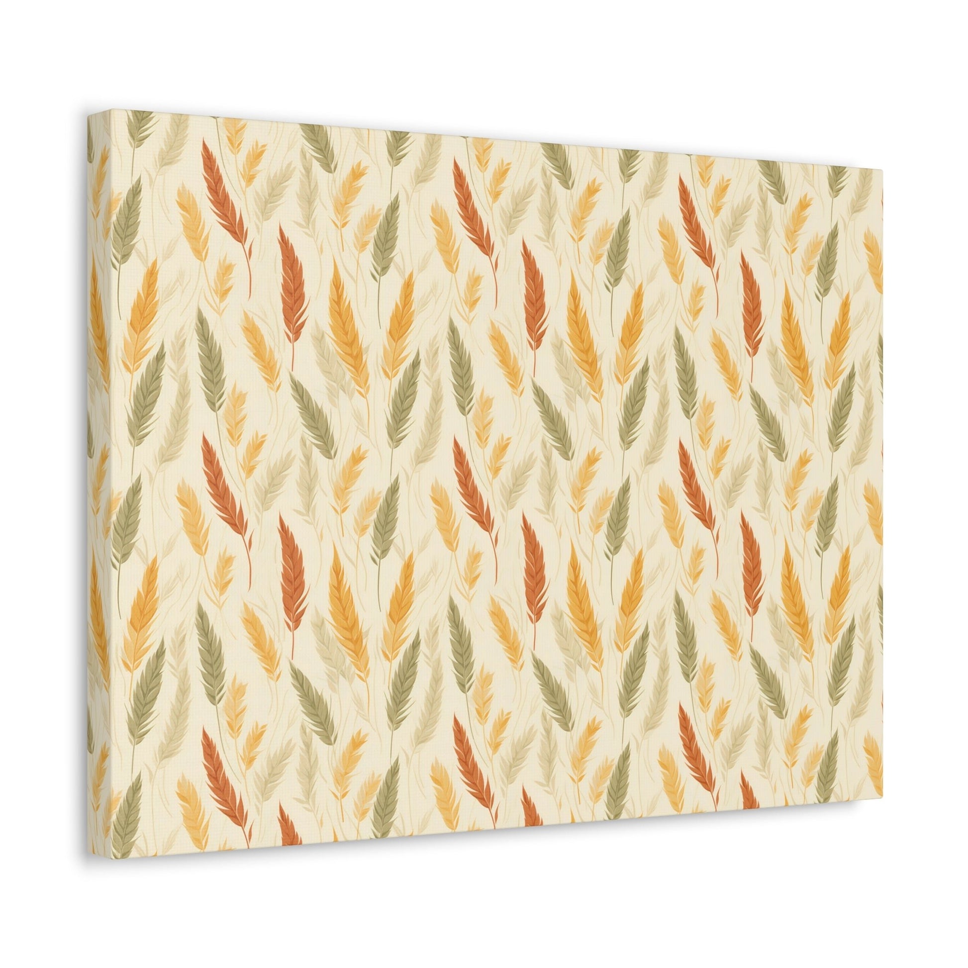 Feather-Woven Wheat Fields: A Naturecore Vision - Satin Canvas, Stretched - Pattern Symphony