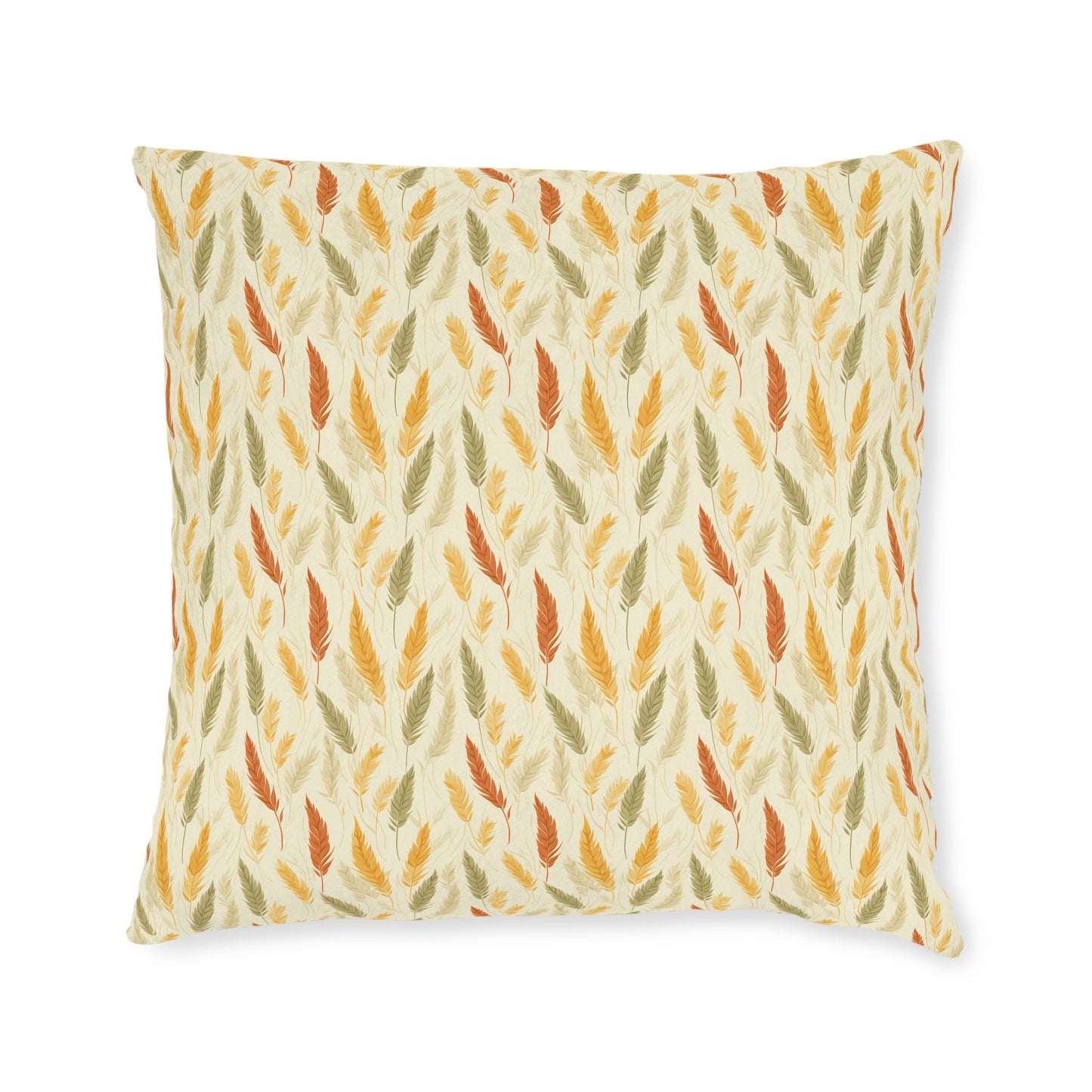 Feather-Woven Wheat Fields: A Naturecore Vision - Square Pillow - Pattern Symphony