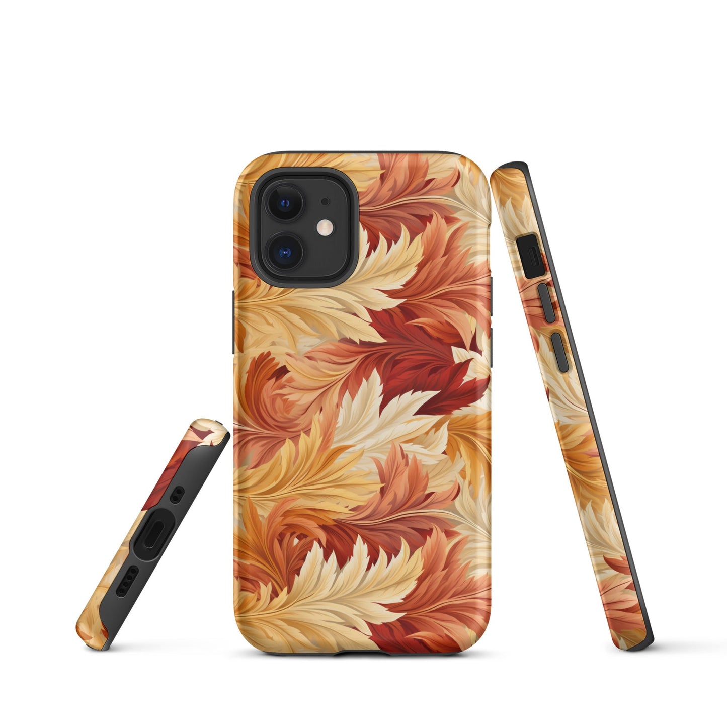 Feathered Foliage - Rococo-Inspired Autumn Patterns - iPhone Case - Pattern Symphony