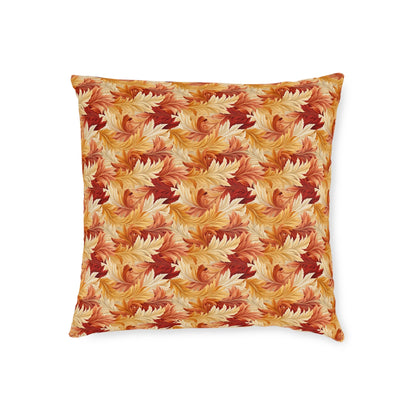 Feathered Foliage: Rococo-Inspired Autumn Patterns - Square Pillow - Pattern Symphony