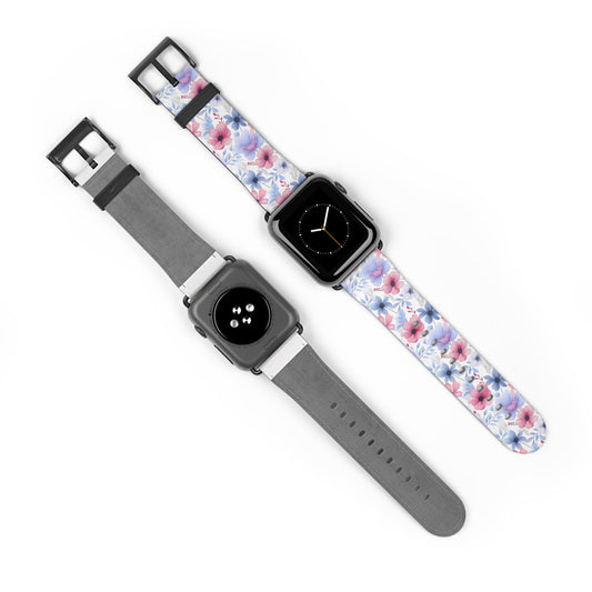 Floral Whispers - Subtle Shades of Violets, Pinks, and Blues - Apple Watch Strap - Pattern Symphony