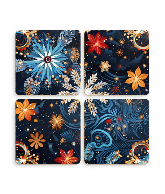 Frost Mural - Celestial Swirl - Pack of 4 Coasters - Pattern Symphony