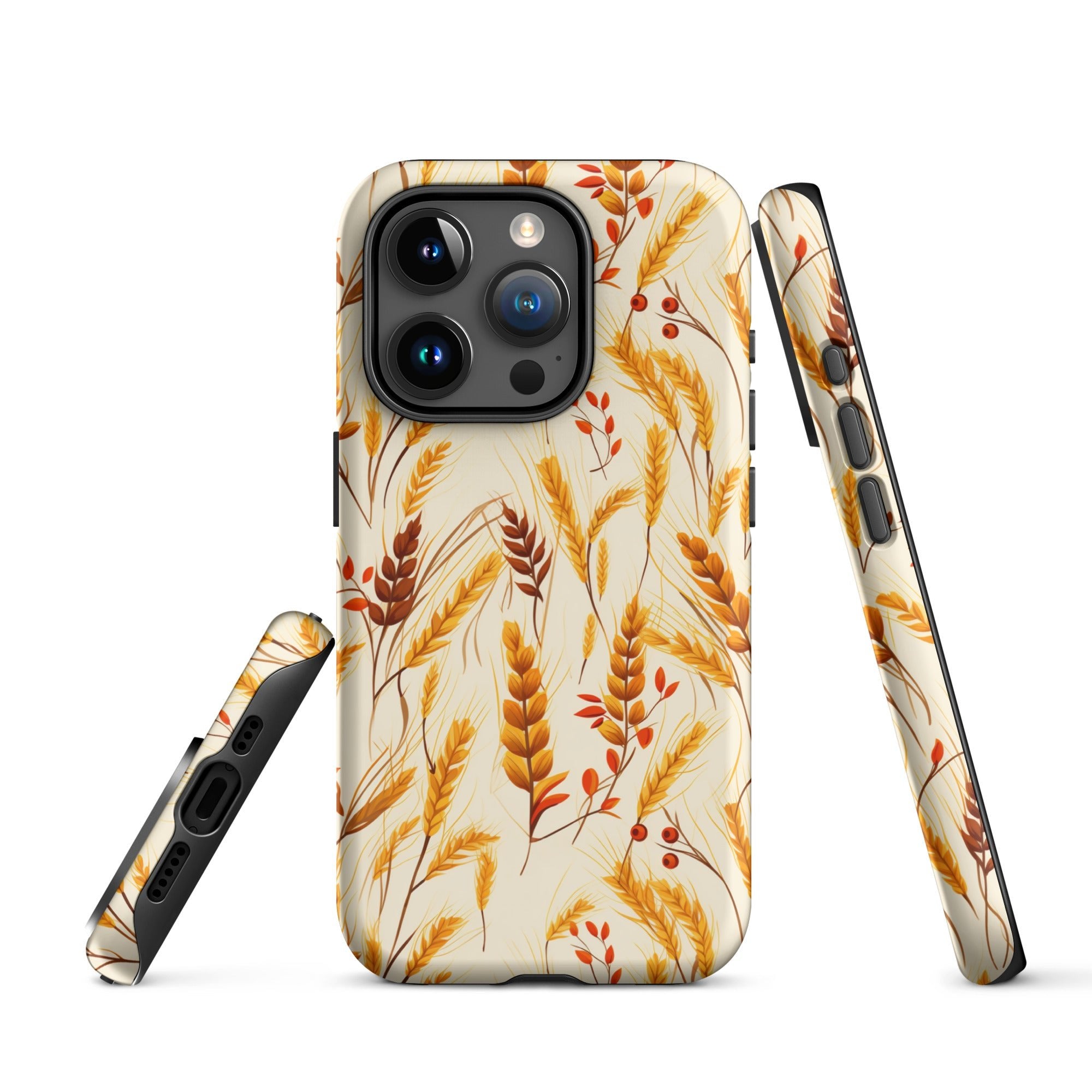 Golden Harvest - An Autumn Collage of Wheat and Berries - iPhone Case - Pattern Symphony