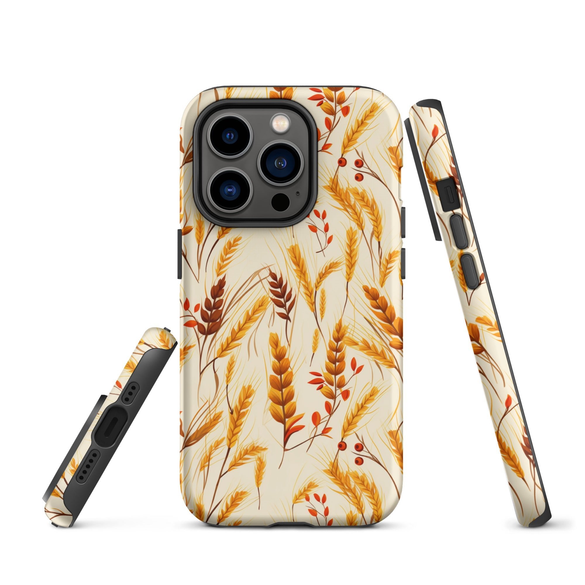 Golden Harvest - An Autumn Collage of Wheat and Berries - iPhone Case - Pattern Symphony