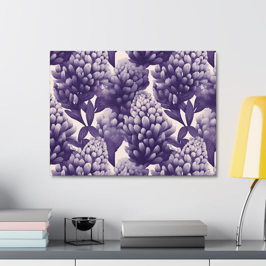 Gradient Grape Hyacinth - Purple and White Floral Pattern - Wall Art Canvas - Pattern Symphony