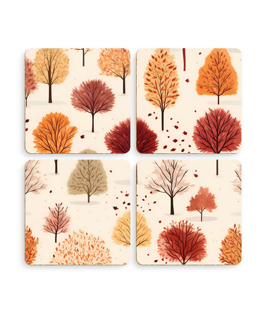 Gradient Grove: Autumn's Diverse Palette - Pack of 4 Coasters - Pattern Symphony