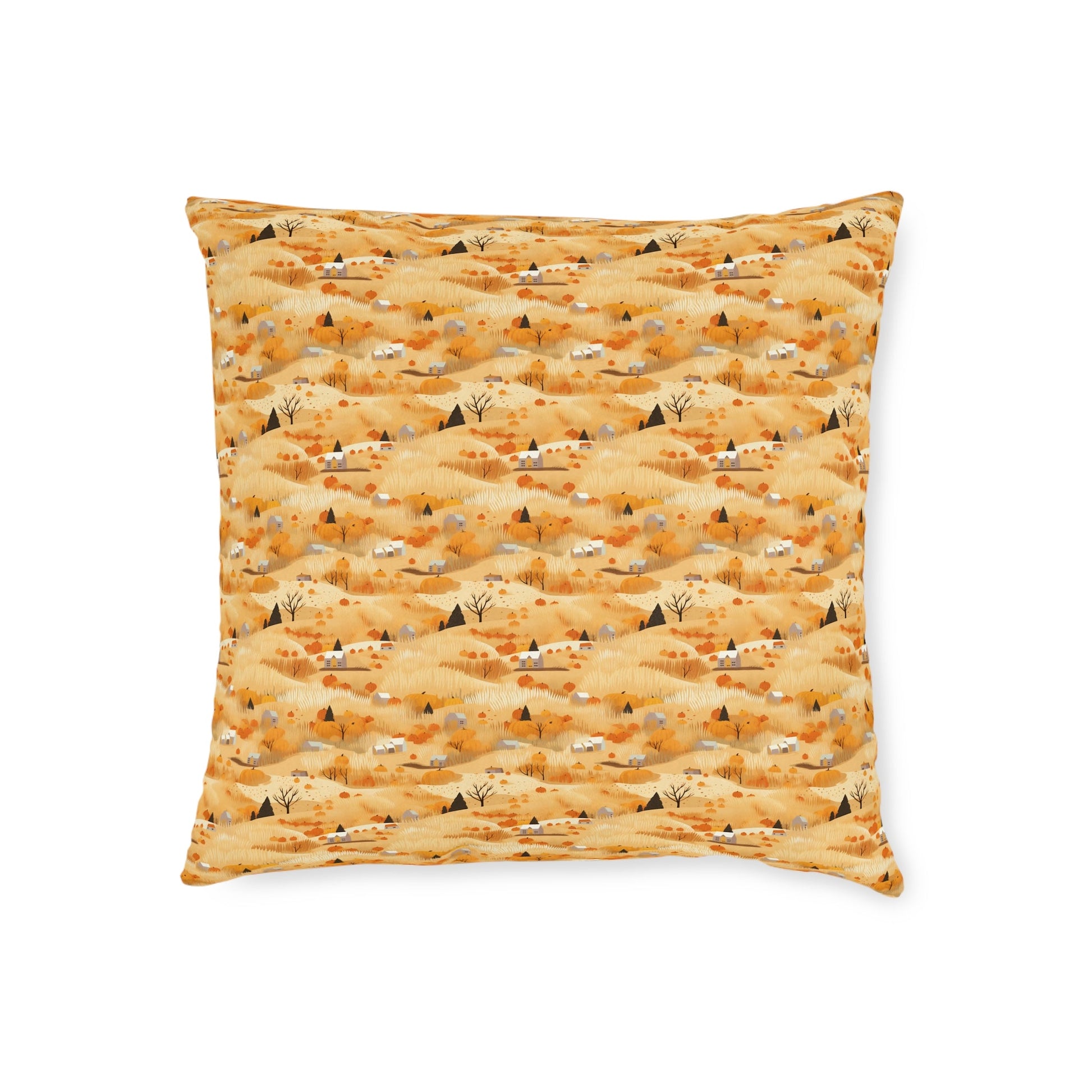 Harvest Homestead: Whimsical Autumn Villages - Square Pillow - Pattern Symphony