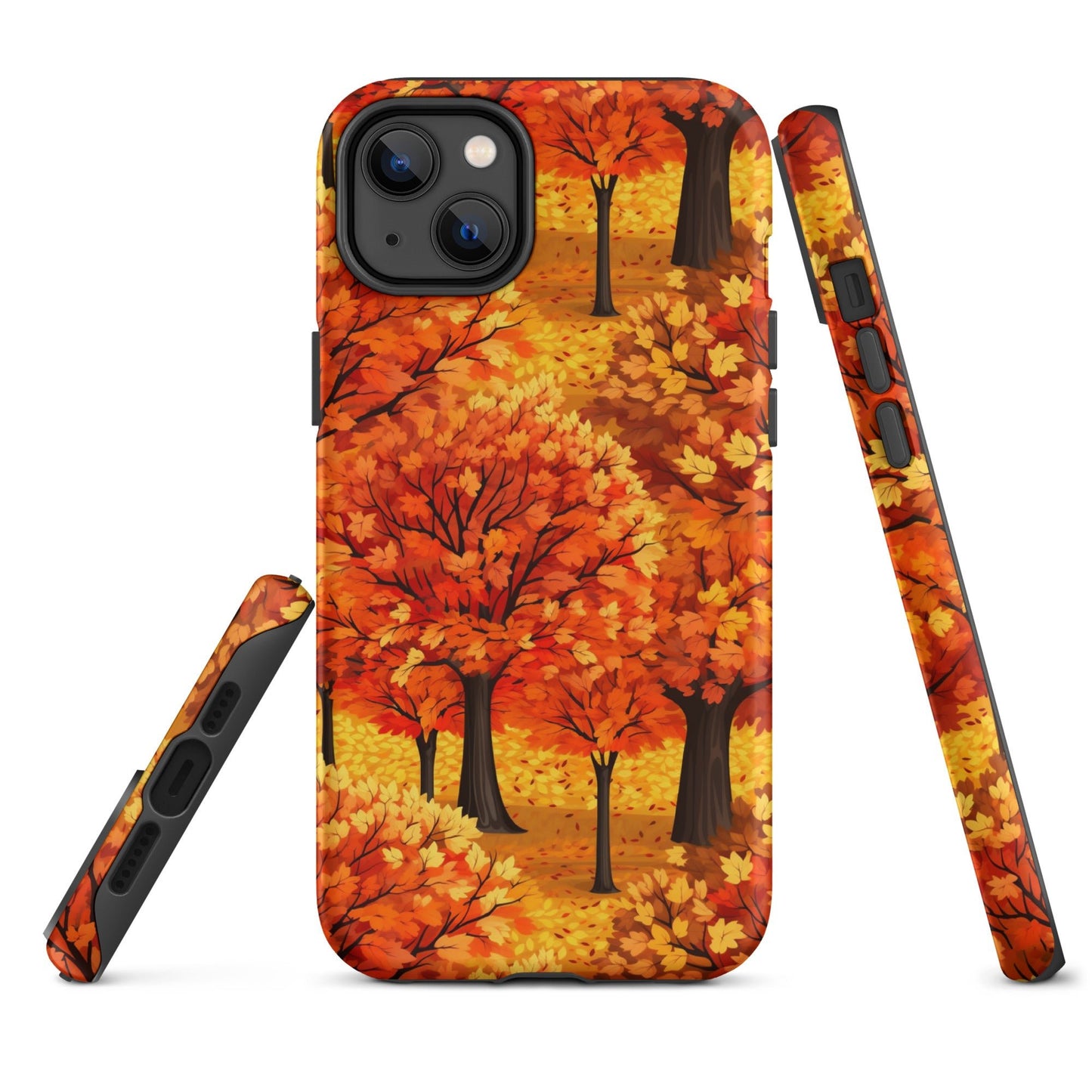 Impasto-Style Woodlands - High-Contrast Autumn Foliage - iPhone Case - Pattern Symphony