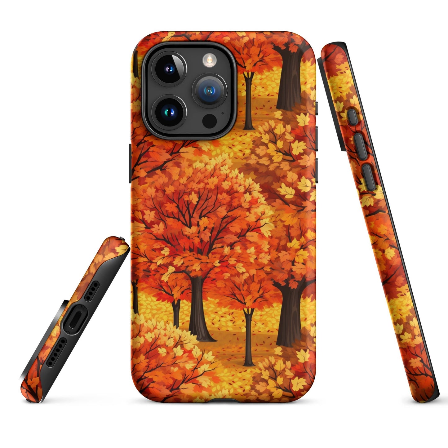 Impasto-Style Woodlands - High-Contrast Autumn Foliage - iPhone Case - Pattern Symphony