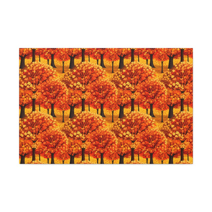 Impasto-Style Woodlands: High-Contrast Autumn Foliage - Satin Canvas, Stretched - Pattern Symphony