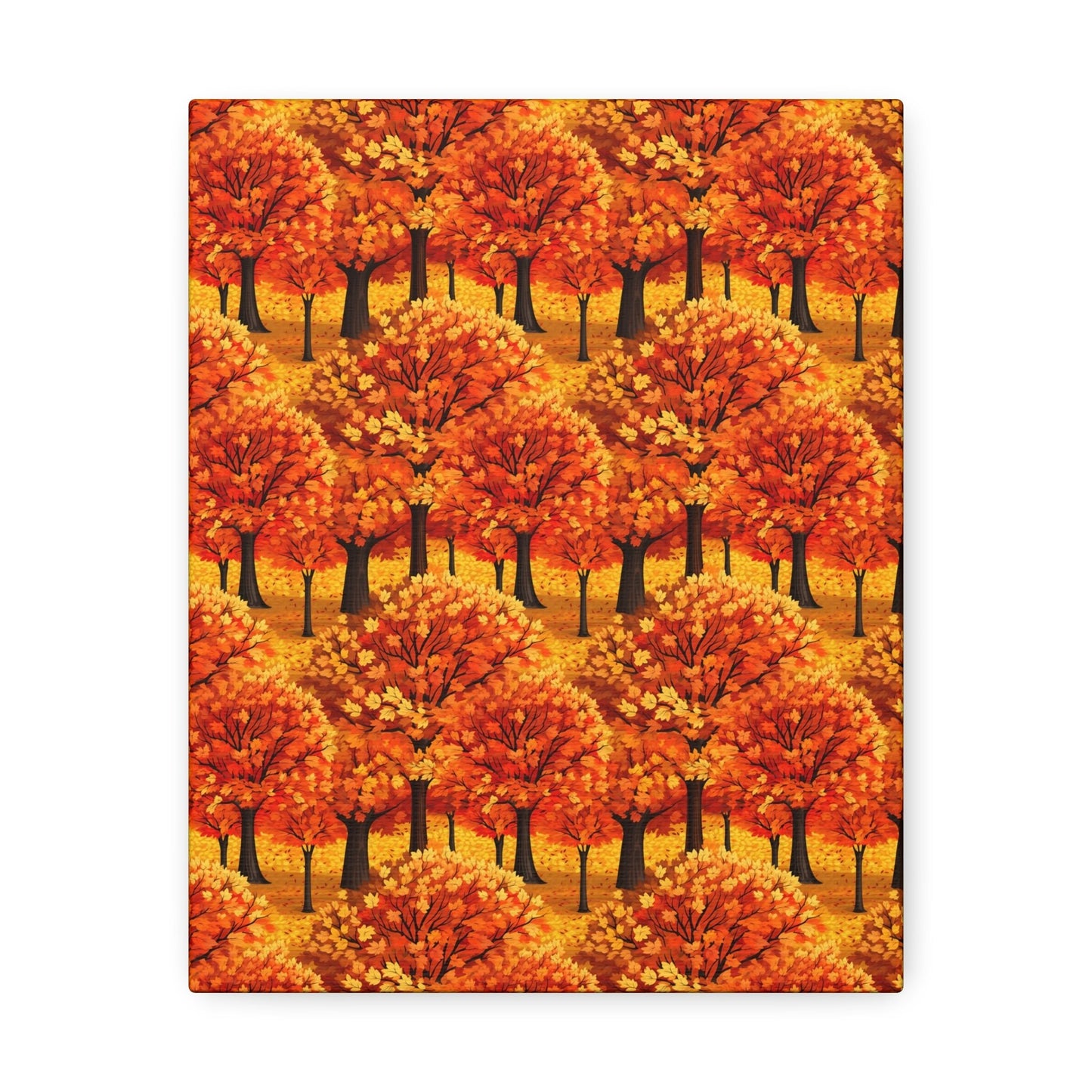 Impasto-Style Woodlands: High-Contrast Autumn Foliage - Satin Canvas, Stretched - Pattern Symphony