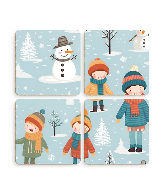 Snowflake Dance - Winter Whimsy - Pack of 4 Coasters - Pattern Symphony