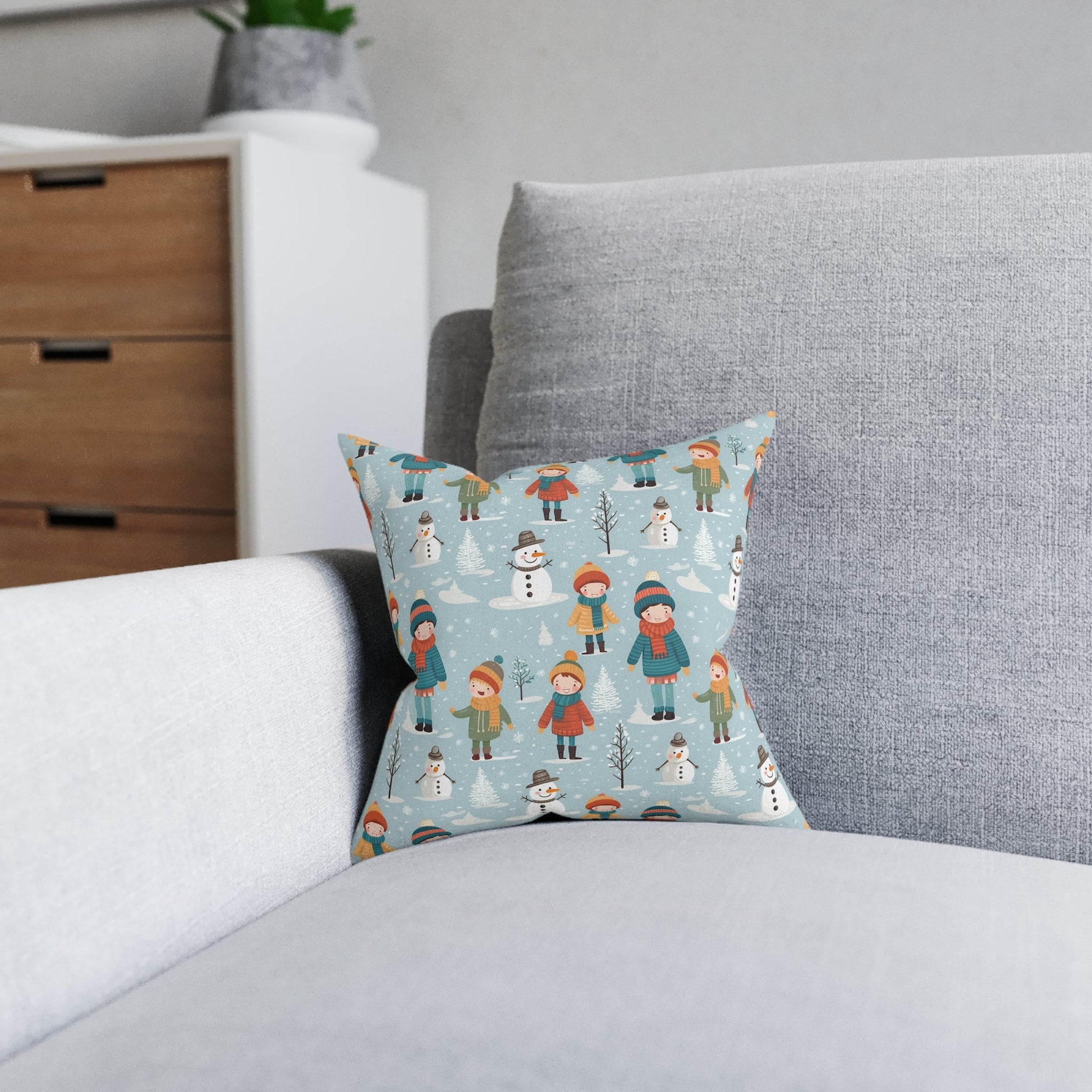 Snowflake Dance - Winter Whimsy - Sofa and Chair Cushion - Pattern Symphony