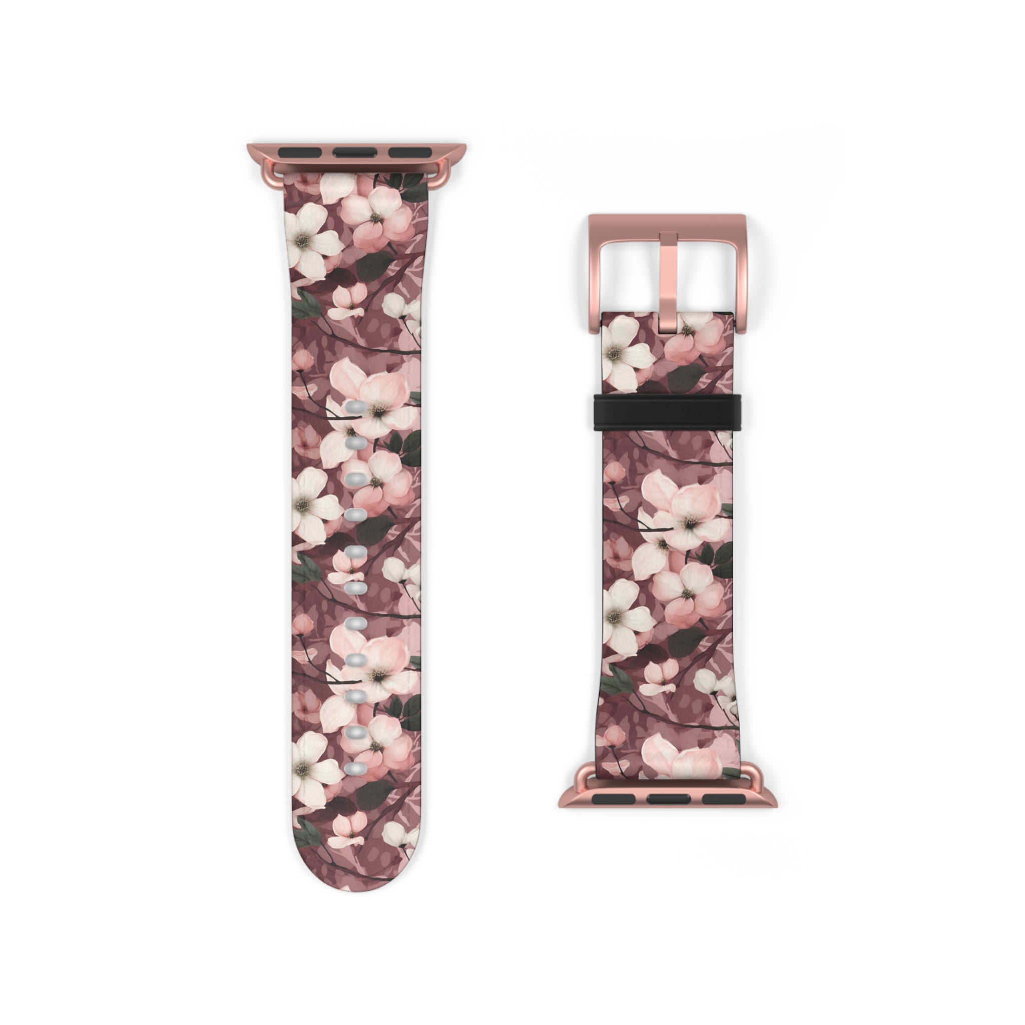 Sparse Dogwood Blossoms - Elegant Floral Design - Apple Watch Strap - Pattern Symphony