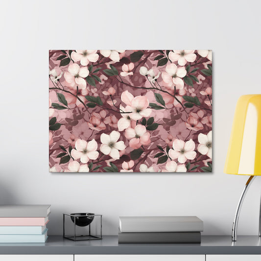 Sparse Dogwood Blossoms - Elegant Floral Design - Wall Art Canvas - Pattern Symphony