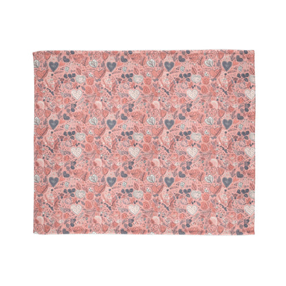 Springtime Blushing Hearts and Leaves - Whimsical Romance - Sofa Throws - Pattern Symphony