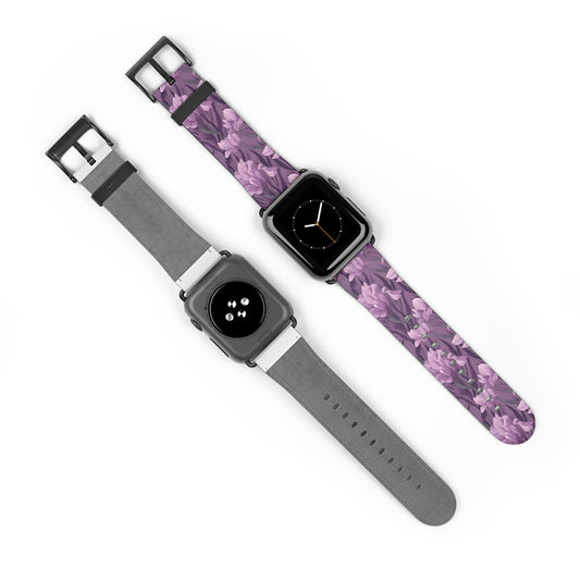 Springtime Violet Harmony - Delicate Purple Blooms Design - Apple Watch Strap - Pattern Symphony