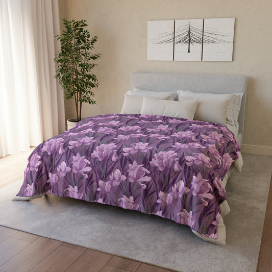 Springtime Violet Harmony - Delicate Purple Blooms Design - Sofa Throws - Pattern Symphony