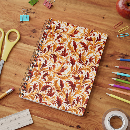 Swirling Autumn: Vortexes of Fall Foliage in Gold and Bronze - Notebook (A5) - Pattern Symphony