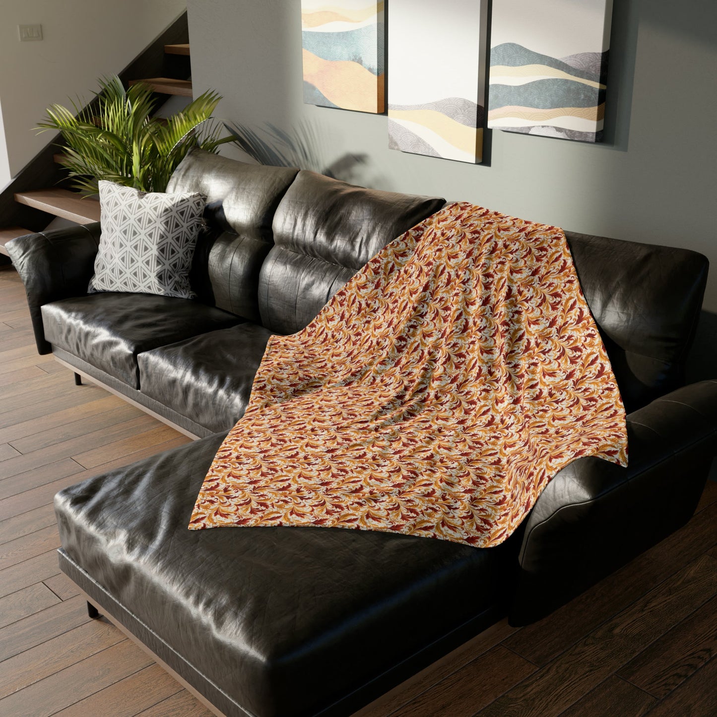 Swirling Autumn: Vortexes of Fall Foliage in Gold and Bronze - The Ideal Throw for Sofas - Pattern Symphony