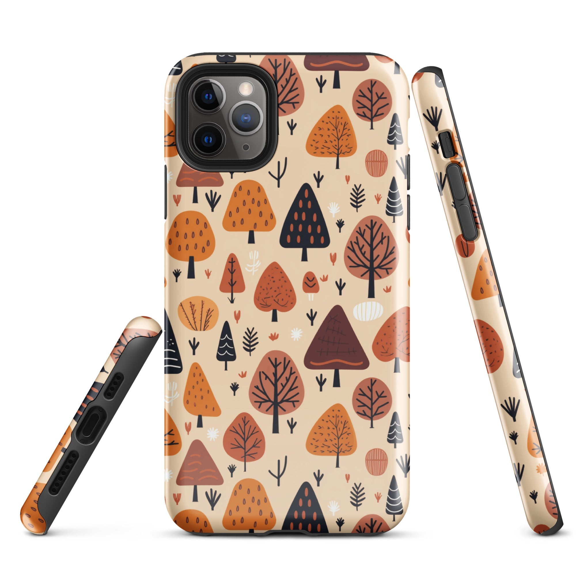 Terracotta Tree Tapestry - A Playful Autumn Mosaic - iPhone Case - Pattern Symphony